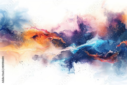 Inventing new horizons, this piece exemplifies weird and wonderful watercolor magic, hitech ultrafashionable Clipart isolated on white background photo