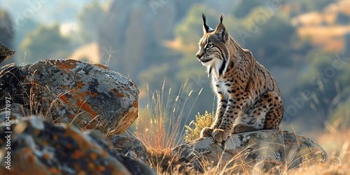 Iberian Lynx in Natural Habitat looking away photo