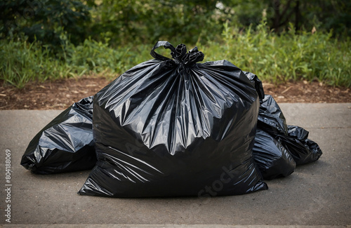 black garbage bags on the street