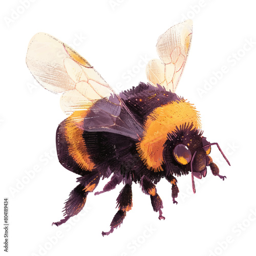 Cute bee flying watercolor illustration