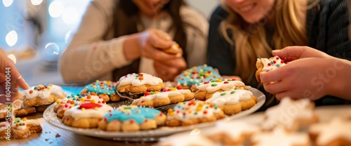 Cookie decorating party with friends and family , professional photography and light