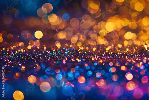 Blurry colorful lights shining vibrantly against a dark background, creating a mesmerizing effect photo