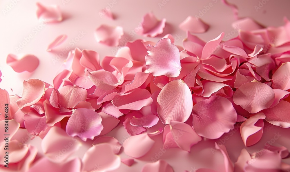 Rose petals sprinkled in a beautiful order