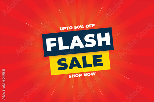 Flash Sale Shopping Poster or banner with Flash icon and 3D text on blue background. Flash Sales banner template design for social media and website. Special Offer Flash Sale campaign or promotion.