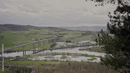 Summit wide angle view of the Friarton bridge in Perth Scotland photo