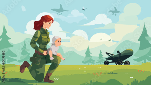 Baby girl meeting her military mother outdoors 2d f