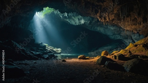 Lost caves nature tranquility illuminated
