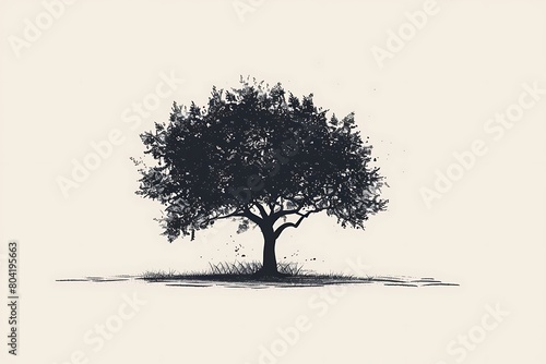 monochrome minimalist illustration of a tree