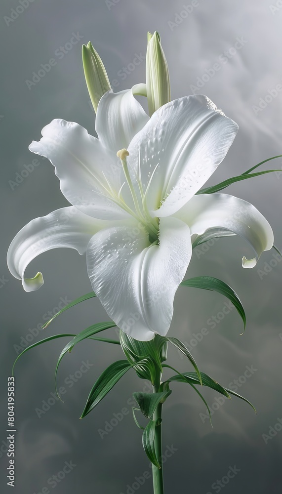 Fototapeta premium Funeral lily isolated on white background with generous space for text placement