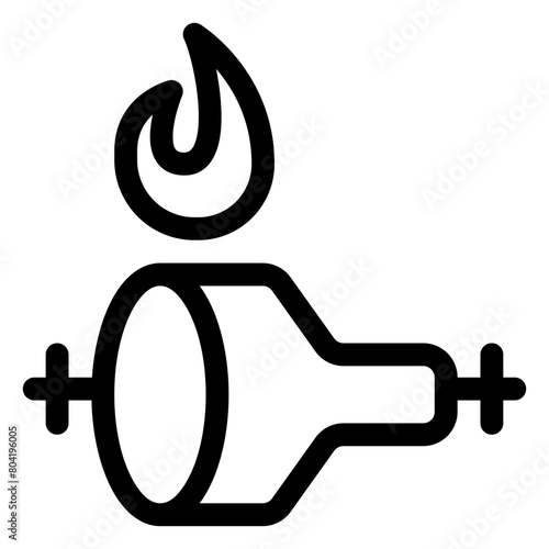 grill meat fire outline icon and illustration