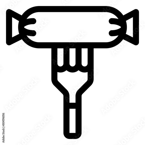 sausage fork outline icon and illustration