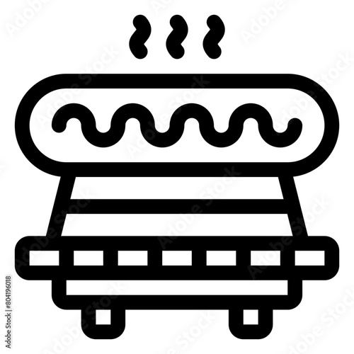 grill hot dog outline icon and illustration