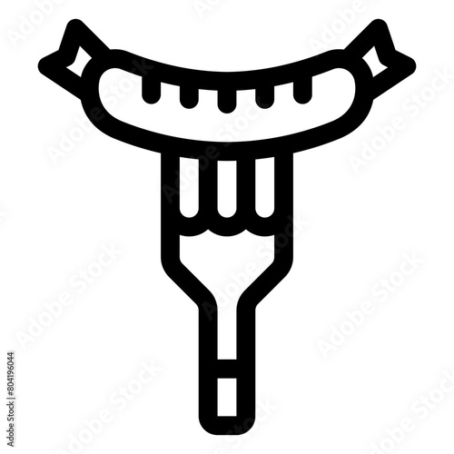 meat barbecue outline icon and illustration