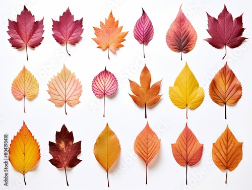 An assortment of autumn leaves in various colors and shapes. © enterdigital