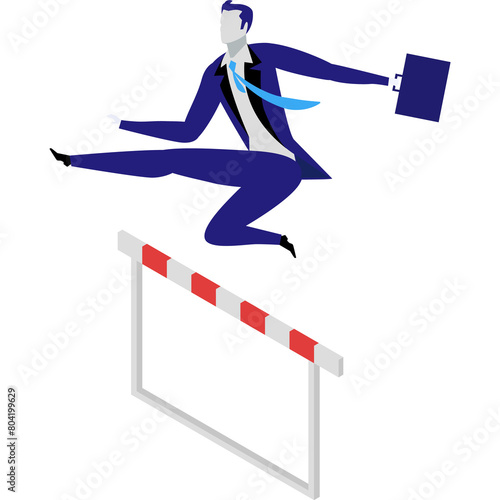 Business man jump over obstacles vector icon