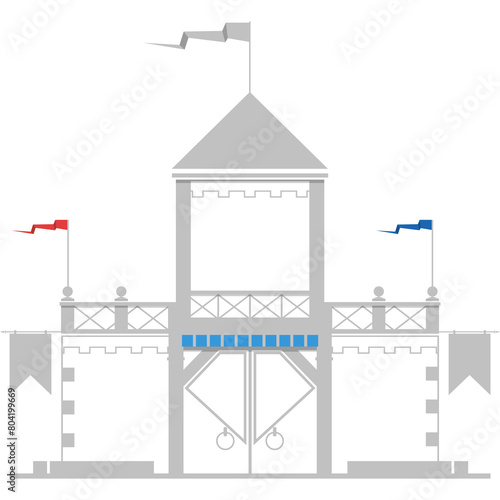 Medieval castle icon vector fortress tower logo