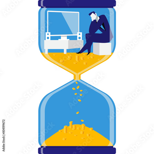 Time money icon hourglass and businessman vector