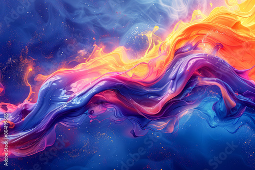 Vibrant Abstract Artwork with Swirling Colors for Creative Backgrounds
