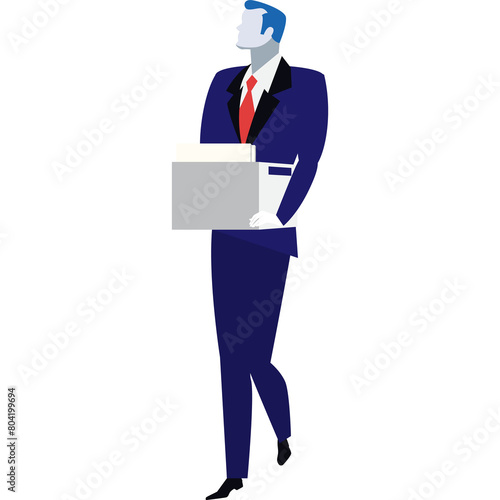 Businessman carry paper box vector dismissal icon