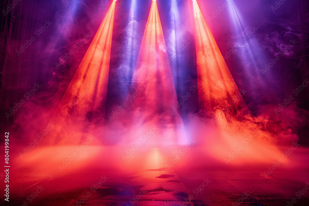 Dramatic Stage Lighting with Smoke Effects on Theater Performance Scene