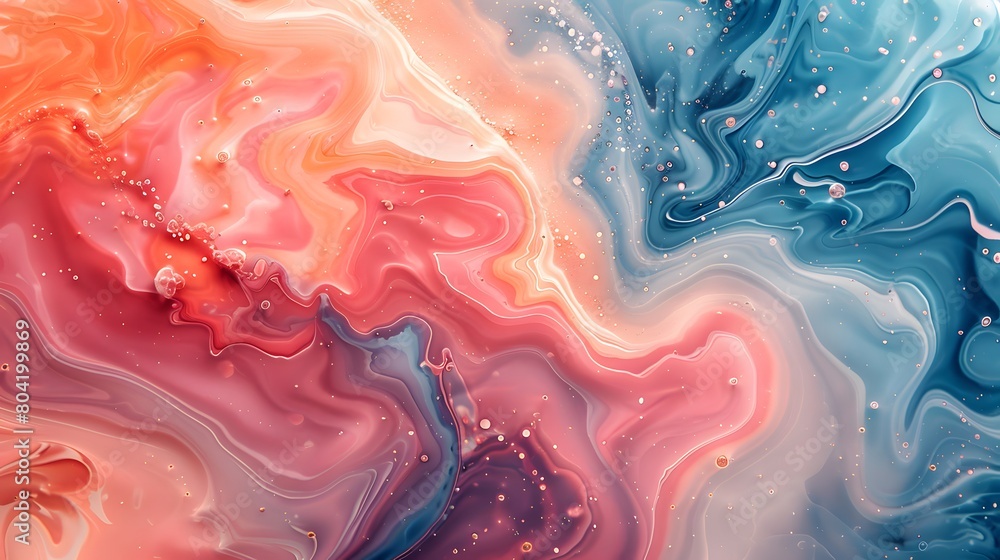 Modern Color Palette Marbling Background with Liquid Swirls,