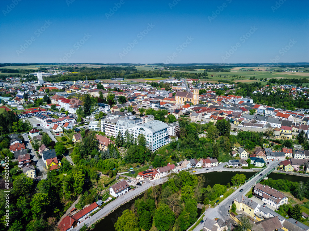 Aerial view of city of Waidhofen an der Thaya