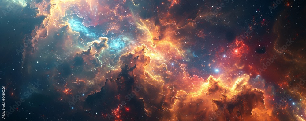 Colorful cosmic fantasy flowers in space.