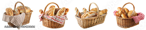 Basket of Delicious Bread Transparent Background