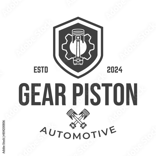 Automotive piston workshop logo design modern badge style custom car service engine tune up logo.