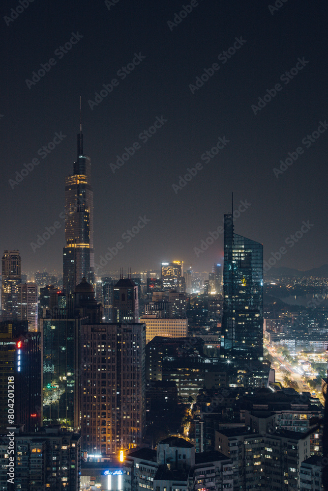 Fototapeta premium Nanjing City, Jiangsu Province-city buildings night sceneries
