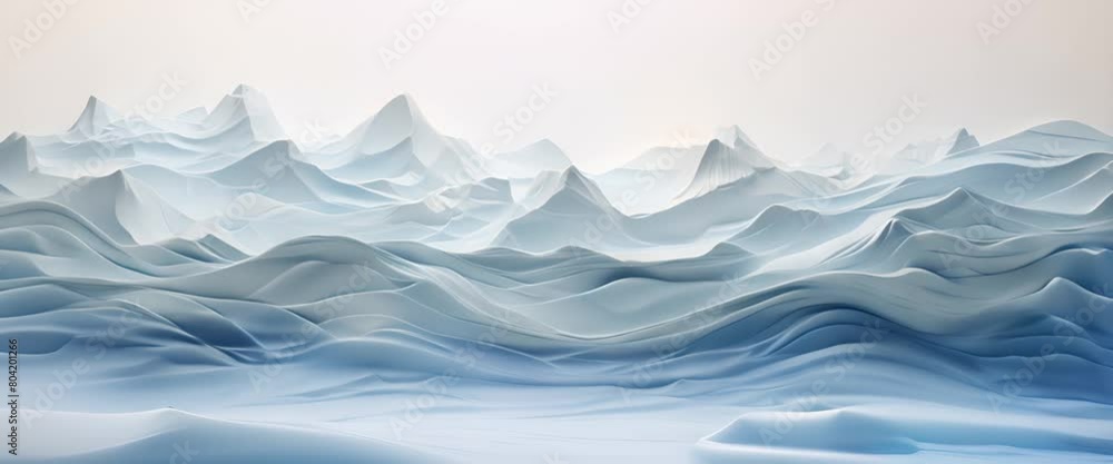 Minimalist 3D-rendered paper-cut of disappearing glaciers, highlighting climate change, blurred icy background, Minimalist 3D-rendered paper-cut of disappearing glaciers, highlighting climate change, blurred icy background,