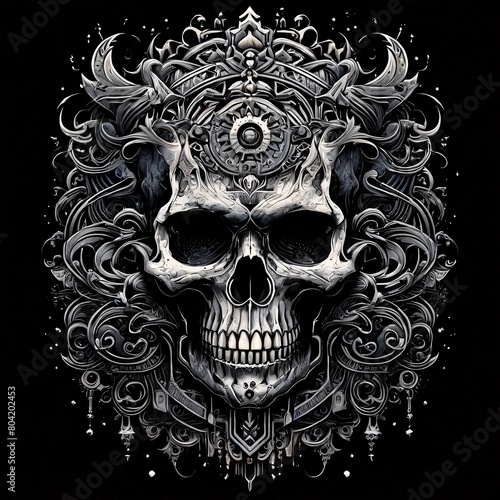 t-shirt Design to Print. skull tattoo style.
