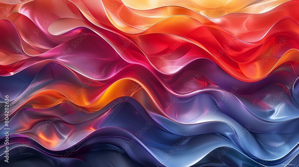 Obraz premium Vibrant Fluidity: Contemporary Digital Art with Dynamic Shapes and Harmonious Colors