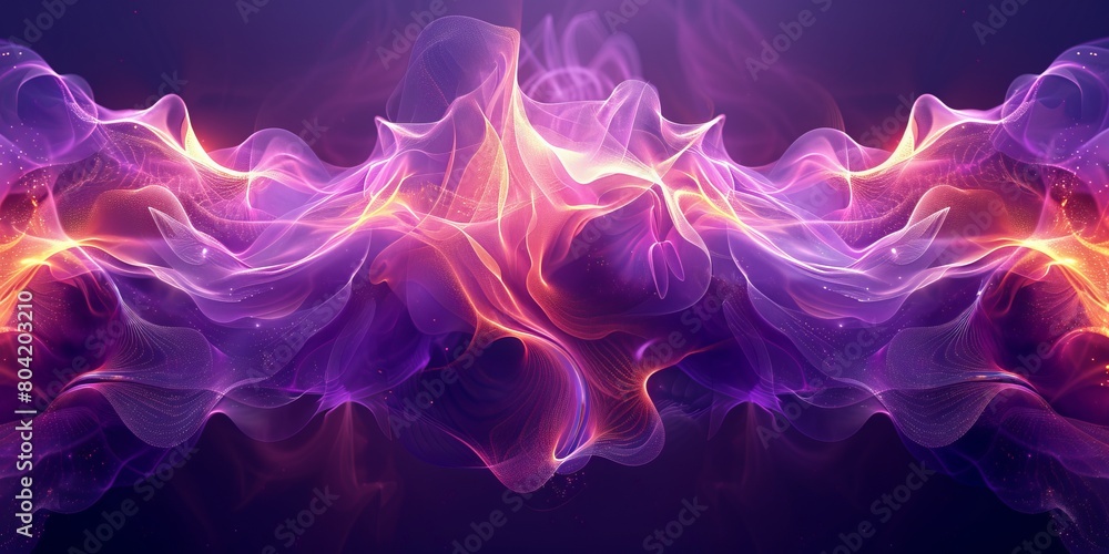 Obraz premium illustration of abstract geometric background with purple curvy lines forming symmetric ornament