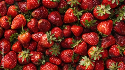 Fresh strawberries from above filling the frame. Ai generate