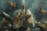 Cigarettes destroy the lungs, 3d concept 