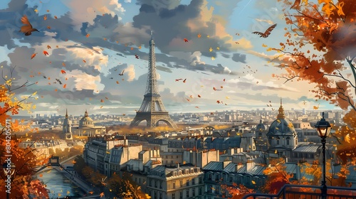 abstract watercolor painting paris eiffel tower on canvas illustration.generative ai