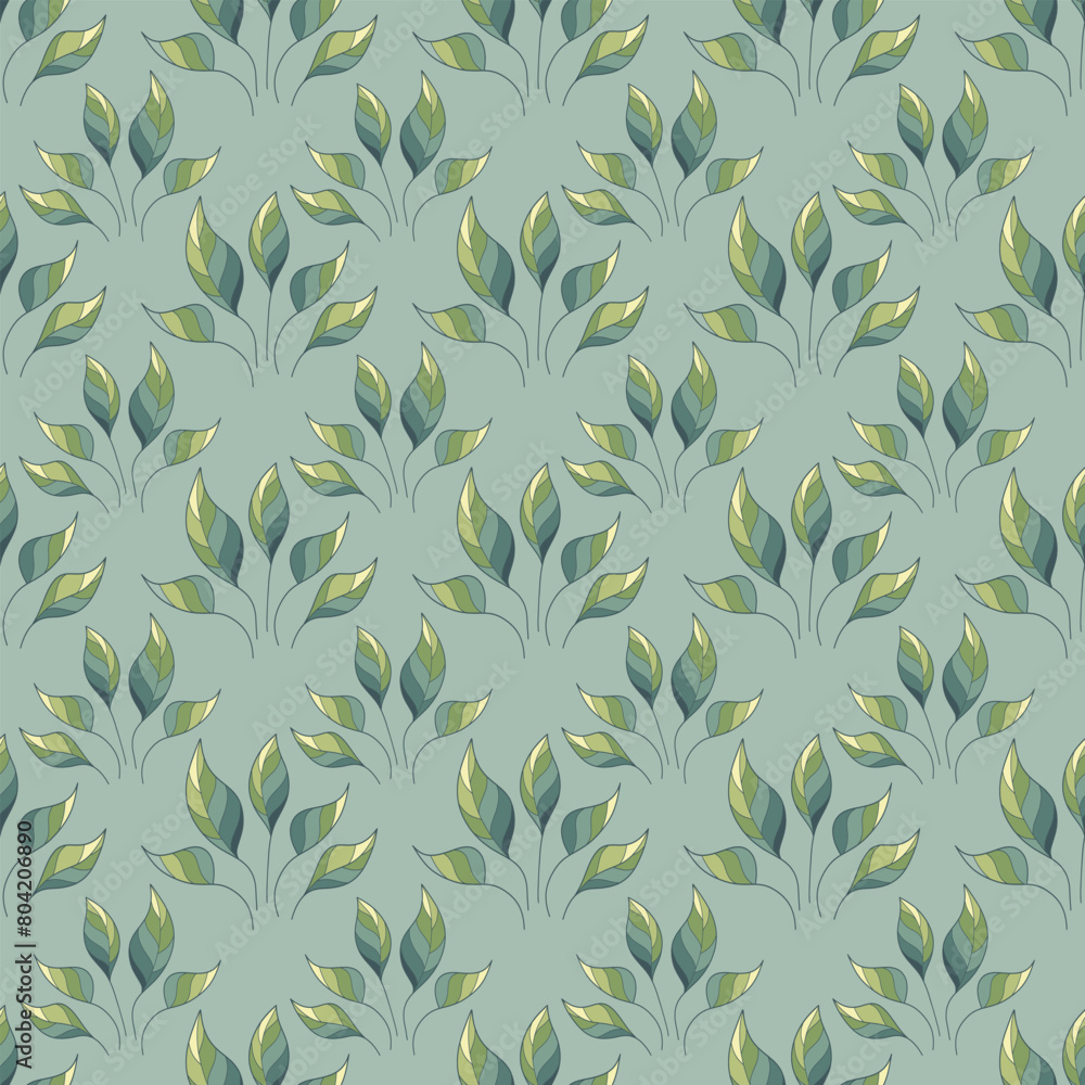 Floral pattern with leaves, seamless background with leaves.