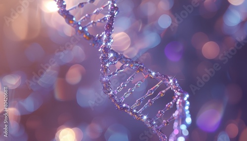 A glowing purple double helix representing DNA. photo