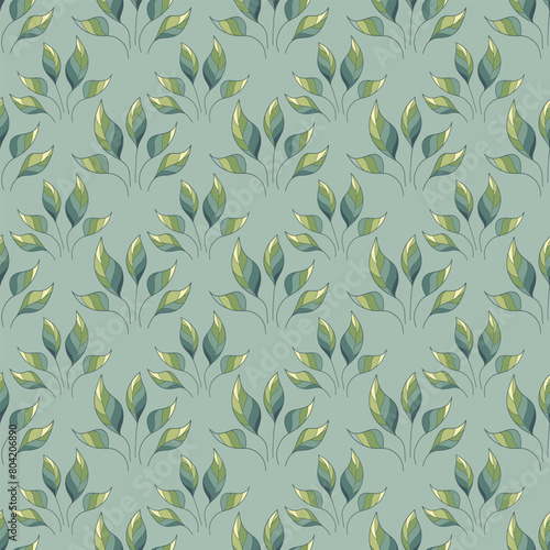 Floral pattern with leaves, seamless background with leaves.