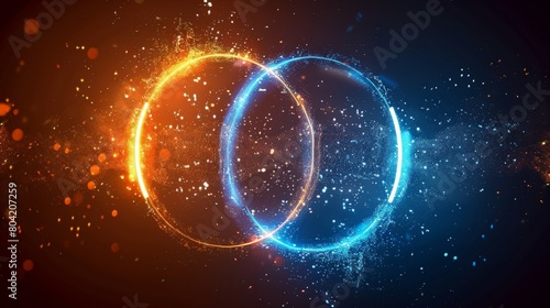 Two interlocked rings of fire and water