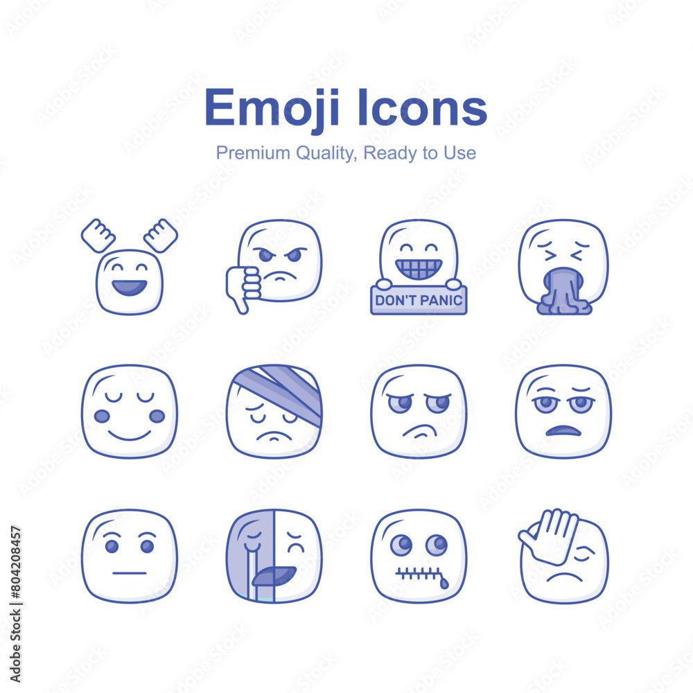 Cute emoji expressions, emoticons icons set Cute emoji expressions, emoticons icons set