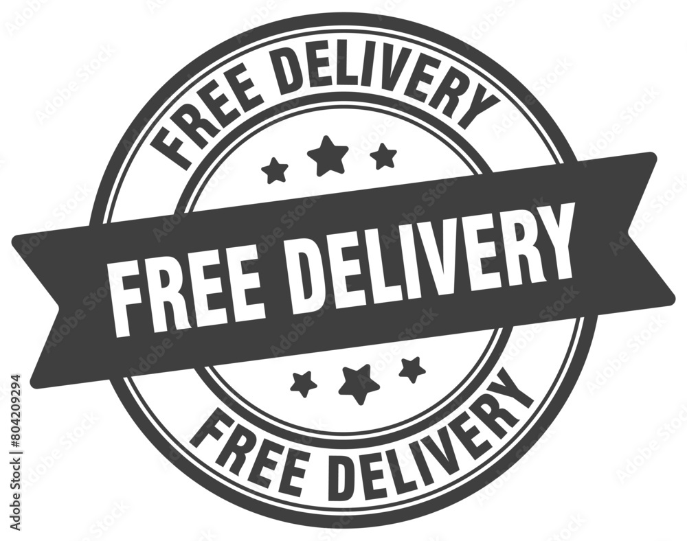 Obraz premium free delivery stamp. free delivery label on transparent background. round sign