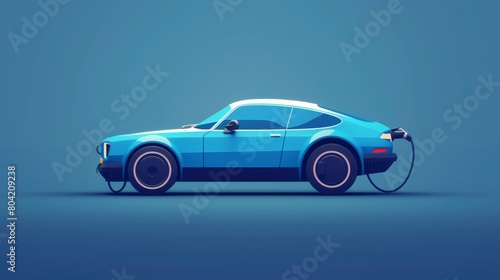 Electric car icon with charging cable vector illustration © Rashid
