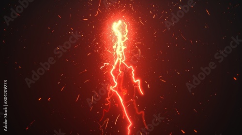 A modern electric power effect of thunder and lightning isolated on a black background. Animation of flash lightening explosion of magical spell. Detonation of energy discharge neon thunderstorm. photo