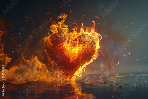 heart on fire, 3d concept 