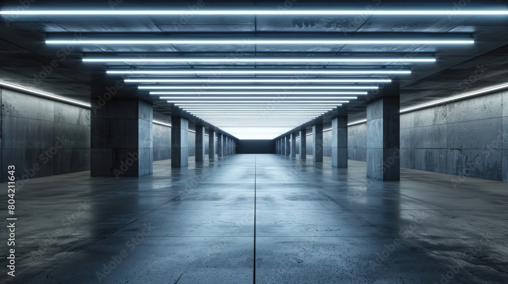 empty underground parking lot with neon lights empty underground parking lot with neon lights