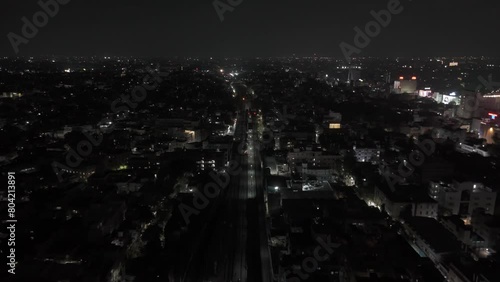Wallpaper Mural Aerial Drone Shot of Chennai City with Lights, Buildings Night View in Railway Track Torontodigital.ca
