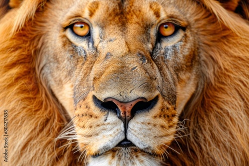 A close up of a majestic lions face with piercing yellow eyes  showcasing its regal demeanor and intense gaze