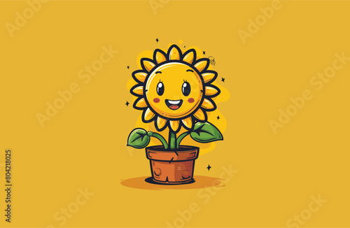 Sunflower cute mascot logo style